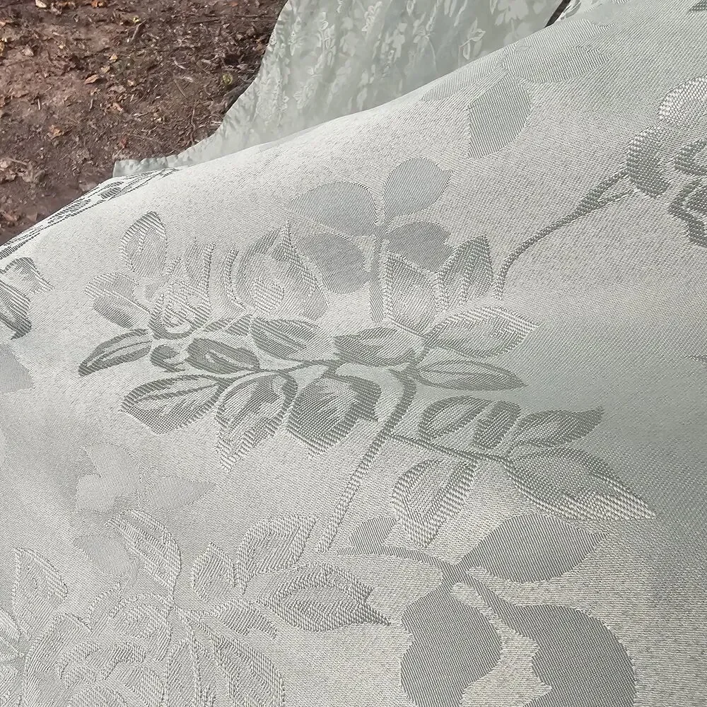 Victorian Style Sage Green Floral Jacquard Damask Curtain Panels & Valance